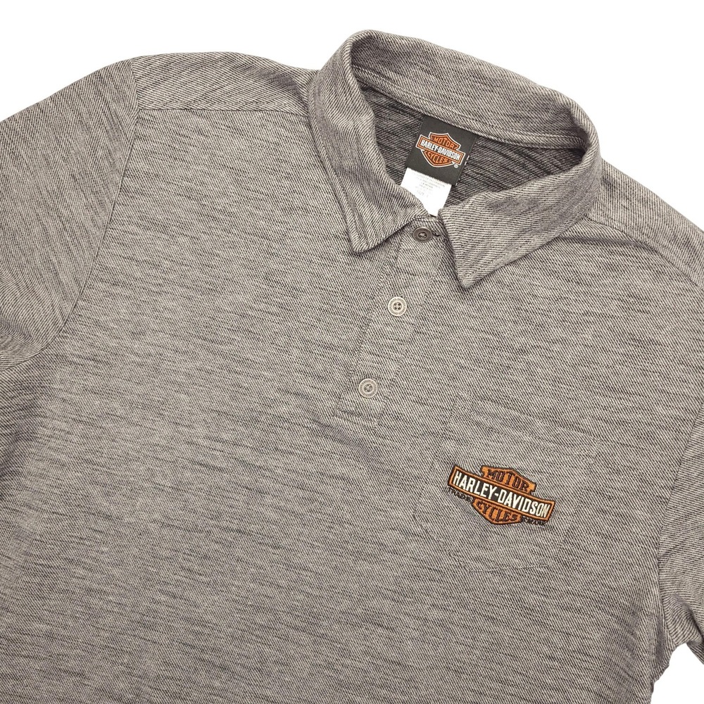 Harley-Davidson Polo Shirt Mens Large Gray Big Barn Des Moines Motorcycle Logo‎